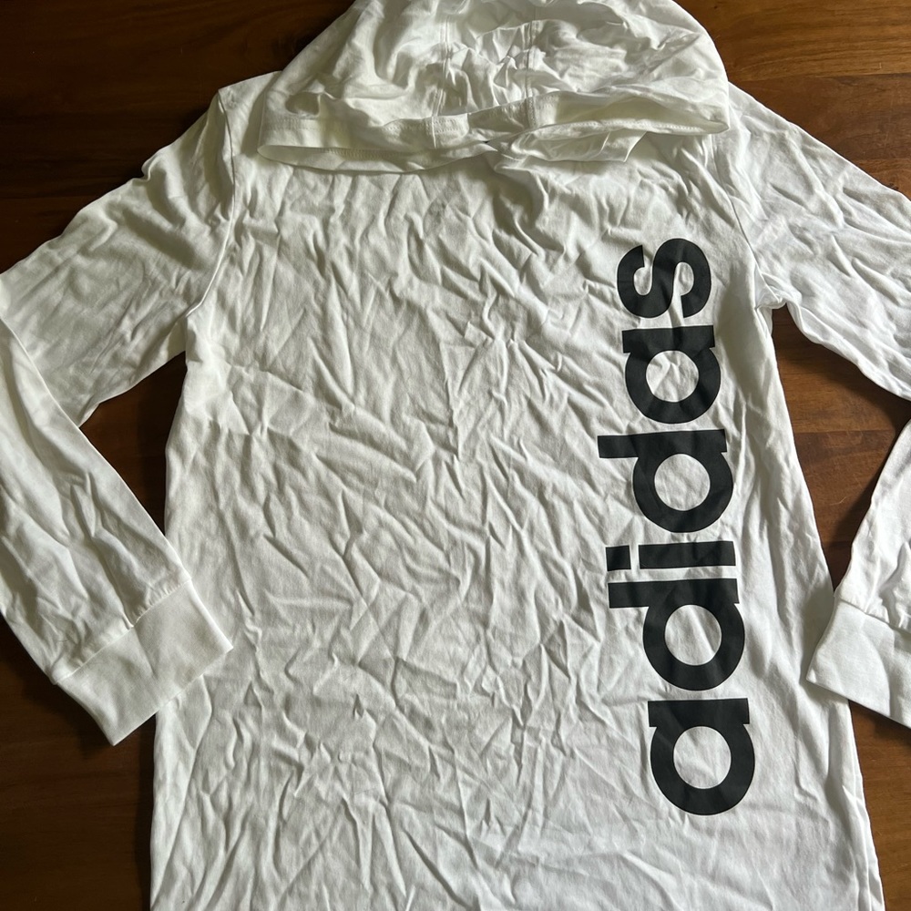 Adidas long sleeved lightweight hooded shirt